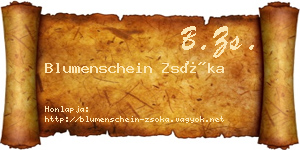 Blumenschein Zsóka névjegykártya